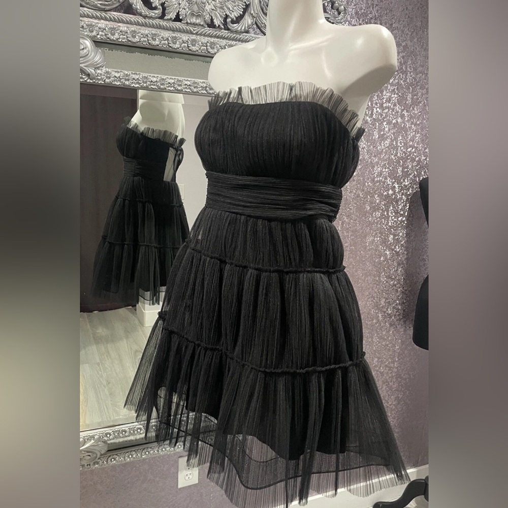Crystal Sky Black Tulle Party Cocktail Dress